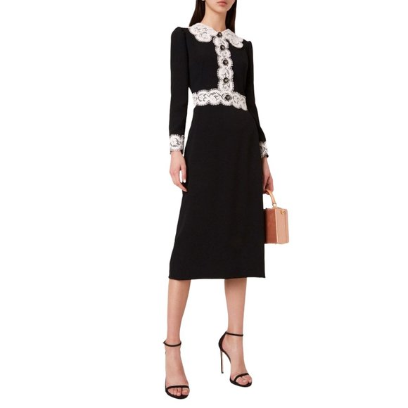 DOLCE & GABBANA MIDI LACE TRIM CADE DRESS WITH TAGS SIZE 44 IT, M US NEW - Picture 1 of 13